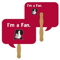 Digital Square Thought Bubble Fast Fan w/ Wooden Handle & 2 Sides Imprinted